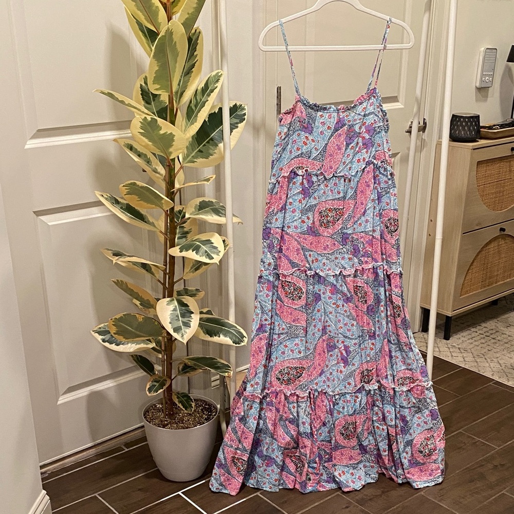 Paisley Pink and Blue Maxi Dress
